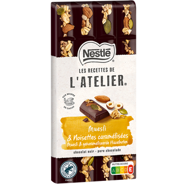 Nestlé Chocolat Noir Muesli Noisette Caramelise Les Recettes/atelier Nestle 170g