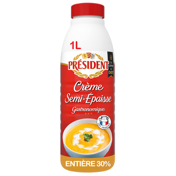 Image de Crème UHT entière semi-épaisse 30%MG, PRESIDENT
