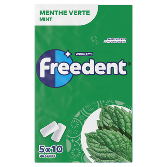 Image de Chewing gum sans sucre menthe verte FREEDENT, 5x10 dragées