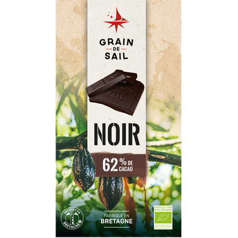 Image de Chocolat noir 62% BIO GRAIN DE SAIL, tablette de