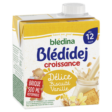 Lait et céréales bébé dès 12 m - biscuité vanille BLEDINA 4x250ml - Drive  Z'eclerc