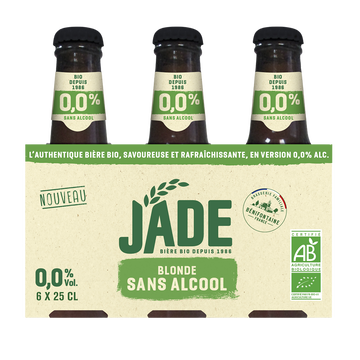 Jade Bière Sans Alcool Blonde Bio Jade, 0,0° 6x25cl
