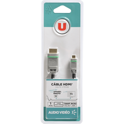 Cable Hdmi Micro Hdmi H S U 1m Connecteur 1 Hdmi Gris Super U Hyper U U Express