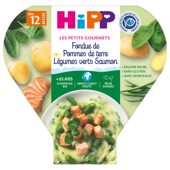 Image de Assiette pour bébé épinards, pommes de terre et saumon, HIPP, dès12 mois