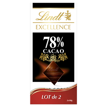 Excellence Chocolat Noir Corsé 78% Cacao Excellence Lindt, 2x100g