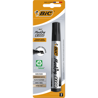 Image de Marqueur permanent BIC 2300, pointe biseautée, encre à base d'alcool,corps plastique conique, noir, 1 unité