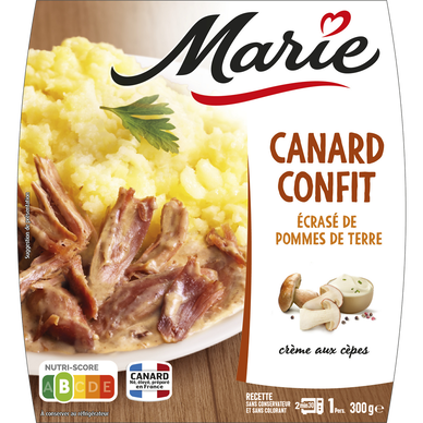 Plat cuisiné individuel Canard confit-écrasé de pomme de terre et crème aux  cèpes MARIE, 300g - Super U, Hyper U, U Express 