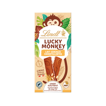 Image de Lucky monkey lait céréales croustillantes LINDT, tablette