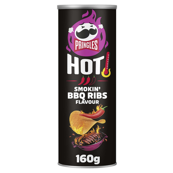 Image de Chips tuiles apéritif PRINGLES hot smoky saveur côtes levées barbecuefumées, tubo