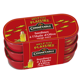 Image de Petites sardines à l'huile d'olive vierge extra CONNETABLE, 3 boîtes de 1/13