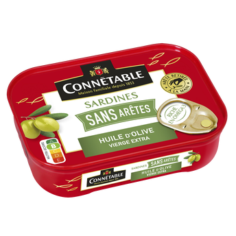 Image de Sardine sans arêtes à l'huile d'olive CONNETABLE, boîte de 1/5