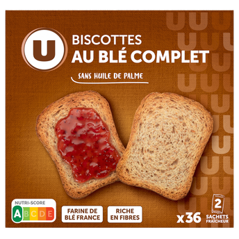 Image de U
Biscottes au blé complet  x36 tranches de