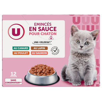 Image de U
Sachets fraicheur pour chaton Emincé en sauce viandes et poissons