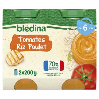 Image de Petits pots bébé tomate riz poulet dès 6 mois BLEDINA