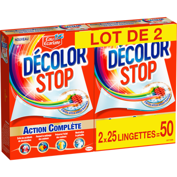 Eau Ecarlate Lingettes Décolor Stop Action Complète Eau Ecarlate, 2x25