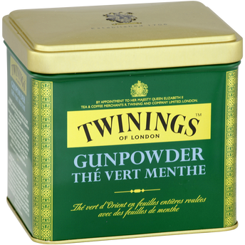 Image de Thé vert menthe gunpowder TWININGS vrac, boîte métal