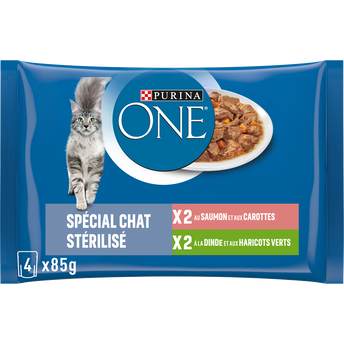Image de Sachets fraîcheur pour chat stérilisé effilés de saumon et de dinde PURINA ONE