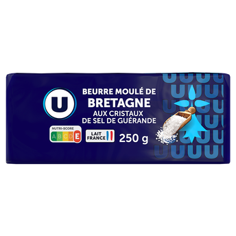 Image de U
Beurre moulé aux cristaux sel de Guérande 80%mg, plaquette de