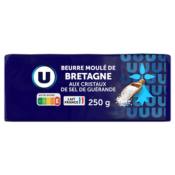 Image de U
Beurre moulé aux cristaux sel de Guérande 80%mg, plaquette de