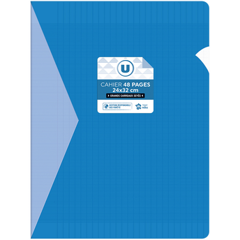 Image de U
Cahier piqure 24x32 48p grands carreaux polypro