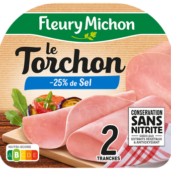 Image de Jambon Le Torchon -25% de sel FLEURY MICHON, 2 tranches