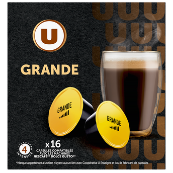 Image de U
Café capsules GRANDE N°4 - compatible DOLCE GUSTO