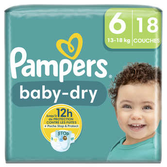Image de Pampers Baby Dry Couches PAQUET TAILLE 6 PAQUET DE 18