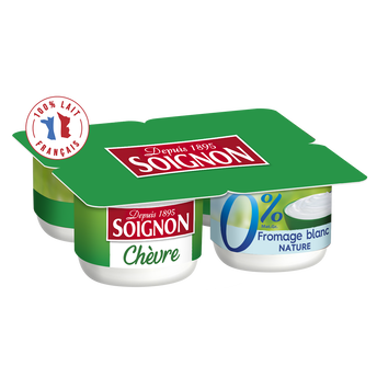 Image de Fromage blanc au lait de chèvre nature 0% SOIGNON - 4 pots de