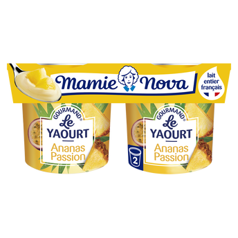 Image de Yaourts Gourmand aux fruits Ananas Passion MAMIE NOVA  -  2 pots de