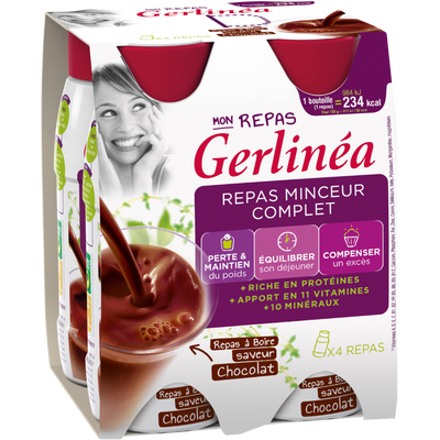 Repas minceur à boire goût chocolat GERLINEA, 4 bouteilles ... Repas minceur à boire goût chocolat GERLINEA, 4 bouteilles ...