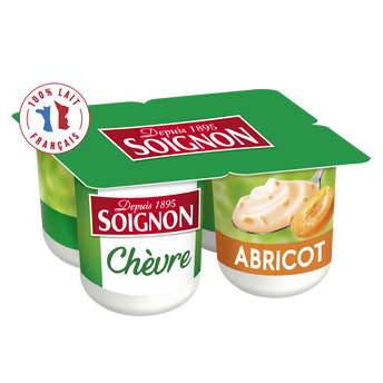 Image de Yaourts brassés au lait de chèvre abricot SOIGNON  - 4 pots de