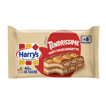 Image de Gâteaux moelleux noisette et cacao Tendrissime moins de sucres HARRYS- X8