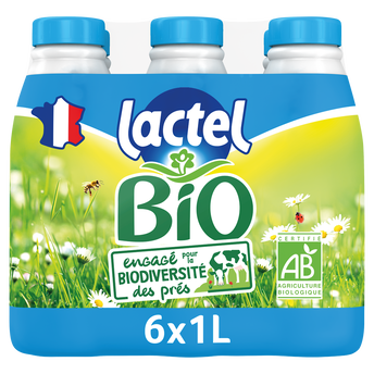 Image de Lait Bio demi-écrémé UHT  - LACTEL - Bouteille