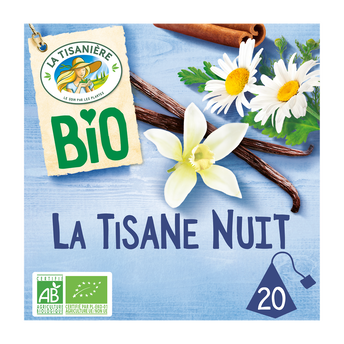 Image de Plantes à infusion cannelle camomille saveur vanille la tisane nuit bio LA TISANIERE, 20 sachets de