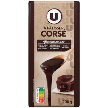 Image de U
Chocolat noir corsé à pâtisser 64%  Tablette de