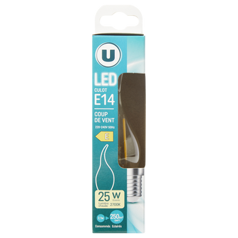 Image de U
Ampoule Led flamme coup de vent 25w E14 verre