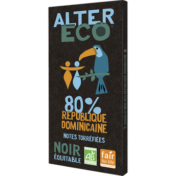Image de Chocolat noir République Dominicaine 80% Bio ALTER ECO, tablette de