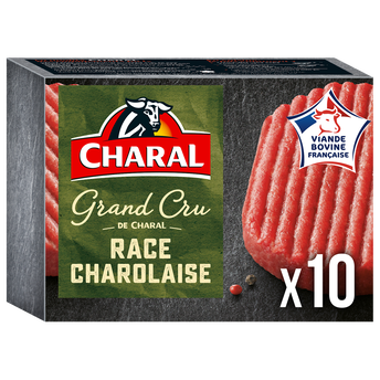 Image de Steaks hachés pur boeuf 12% MG, Grand Cru Charolais CHARAL, 10x100g