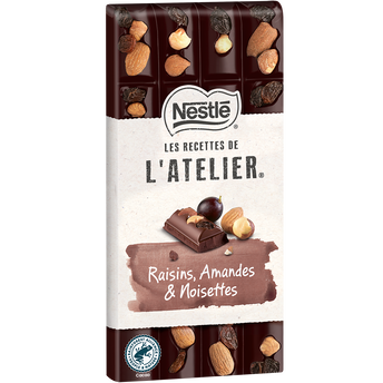 Image de Chocolat noir raisins amandes noisettes NESTLE L'ATELIER - Tablette
