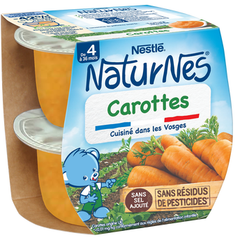 Image de Petits pots bébé carottes NATURNES, dès 4-6 mois