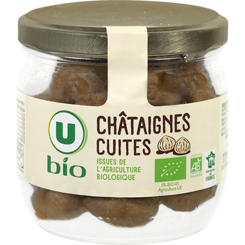 Image de U BIO
Châtaignes cuites entières pelées - Bocal