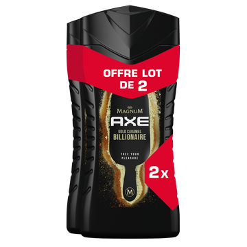 Magnum Gel Douche Homme Magnum Gold Caramel Billionaire Axe 2x250ml