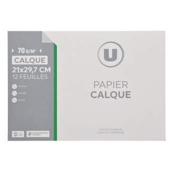 Image de U
Pochette papier calque A4 70g 12