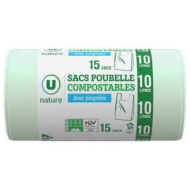 Sacs poubelles compostables 10litres x15 Super U Hyper U U