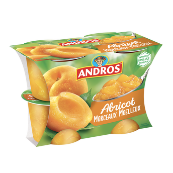 Image de Dessert fruitier avec morceaux Abricot ANDROS  -  4 pots de