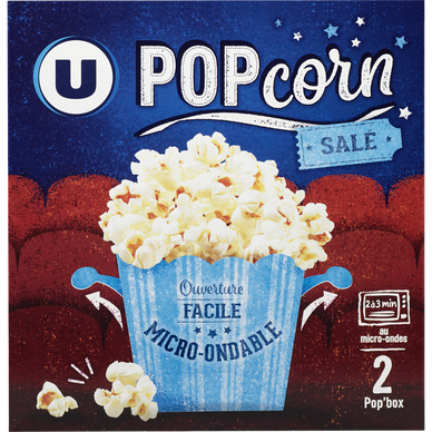 Popcorn salé micro ondable en gobelet 2x100g - Super U, Hyper U, U
