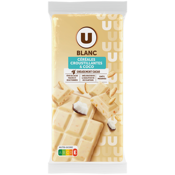 Image de U
Chocolat blanc céréales croustillantes noix de coco - tablettes