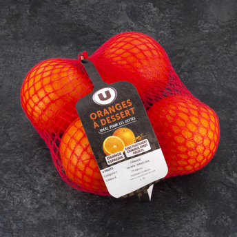 Image de U
Orange naveline,  calibre 4, catégorie 1, non traitée après récolte,Espagne, filet 4