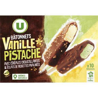 Image de U
Bâtonnets glacés vanille pistache 10 unités