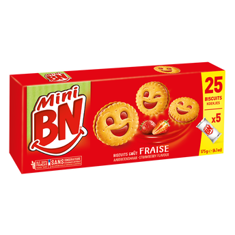 Image de Mini biscuits fourrés goût fraise BN, x5 soit